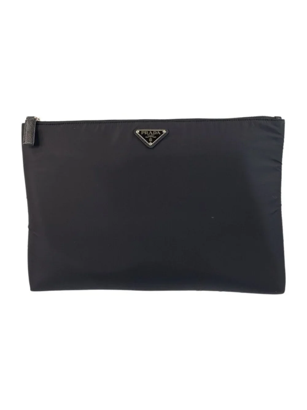 Prada Tessuto Black Silver Nylon Clutch